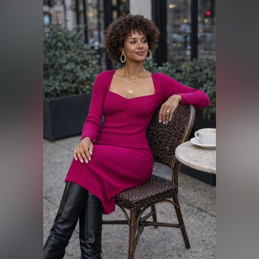 Express sweetheart neckline sweater dress - Picture 2 of 7